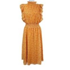 Alexia Admor Joanna Ruffle Floral Sleeveless Midi Orange Dress, Size 6